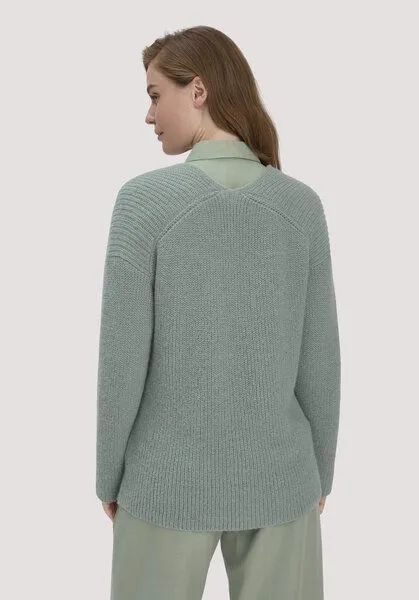 hessnatur hessnatur Strick Pullover Relaxed aus reinem Alpaka, Mattgrün, – Produktbild 2 von 4