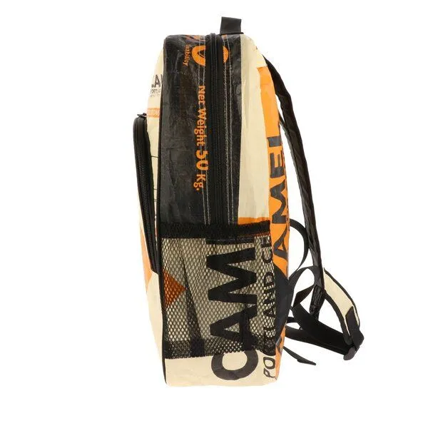 MoreThanHip MoreThanHip Laptop-Rucksack 15,6 Zoll aus recycelten Zement- oder Fischfuttersäcken - Trong, Orange - kamel, – Produktbild 4 von 4