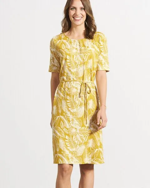 HempAge HempAge Knielanges Kleid mit Druck Hanf/Biobaumwolle, Curry (gelb), – Produktbild 1 von 4