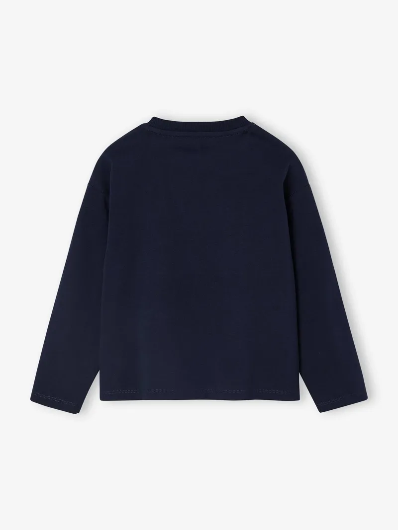 Vertbaudet Shirt mit Buchstaben-Applikation Mädchen, Marine, – Produktbild 2 von 3