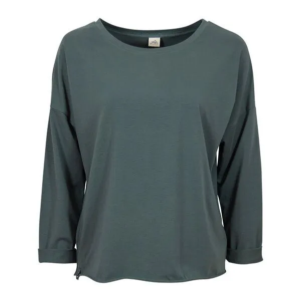 Jaya Jaya KONCY - Damen - Basic Longsleeve mit lässiger Weite und etwas kürzer geschnittem Cutting-Edge Saum, Forest/grün, – Produktbild 3 von 3
