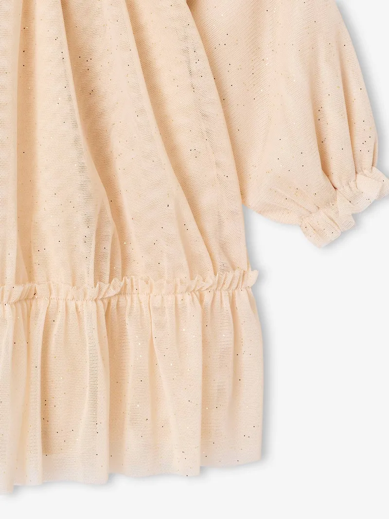 Vertbaudet Baby Festkleid aus Glitzertüll, Gold, – Produktbild 3 von 4