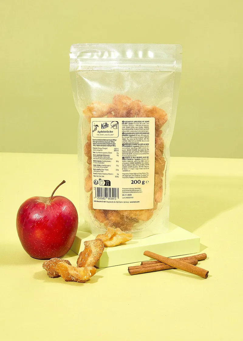 KoRo Apfelstücke mit Zimt und Zucker 200 g – Produktbild 1 von 5