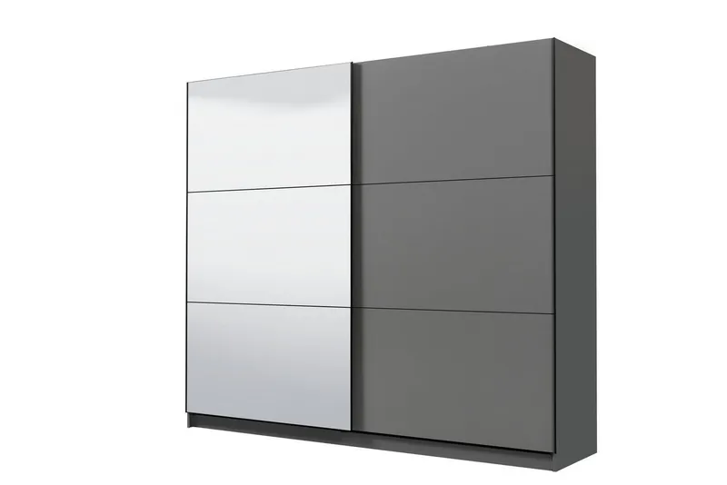OTTO home Schwebetürenschrank Sierra Kleiderschrank mit Spiegel Garderobe Topseller inklusive Inneneinteilung & Kleiderstange, FSC®-Zertifiziert, Grau, – Produktbild 7 von 8