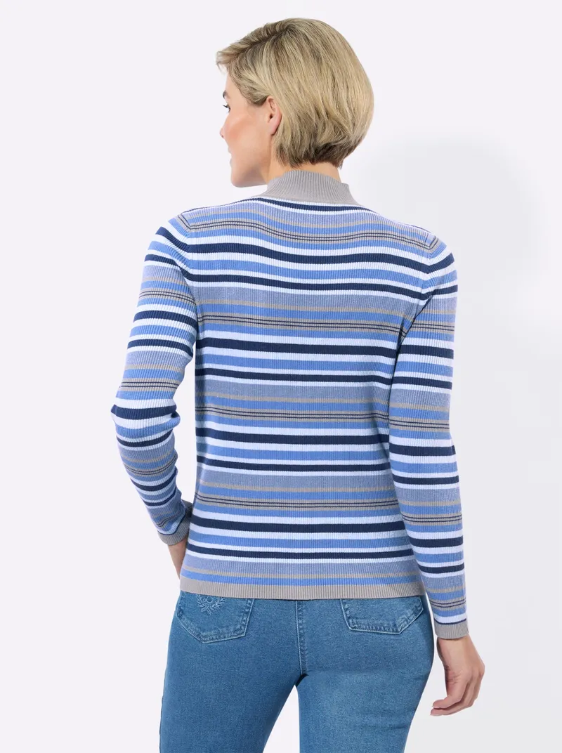 Witt Streifenpullover, Himmelblau-jeansblau-geringelt, – Produktbild 1 von 2
