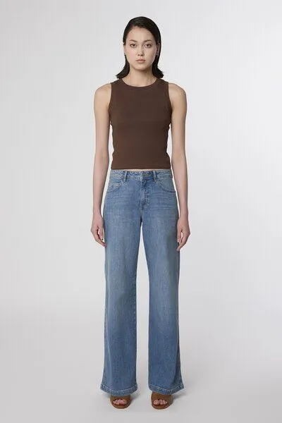 DAWN Damen Jeans SUNNY Wide Leg Minimal Stretch DAWN Baumwolle, Vintage blue, – Produktbild 2 von 5