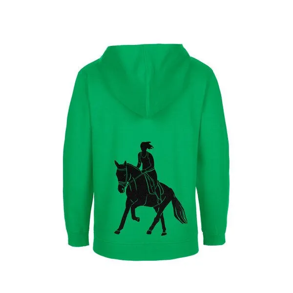 HANDGEDRUCKT HANDGEDRUCKT Unisex Kinder Zip Up Hoody "Galopp", Green, – Produktbild 1 von 4