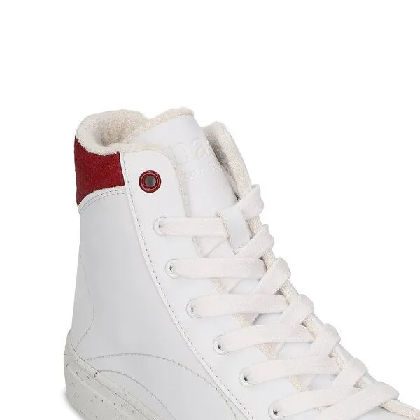 Nae Vegan Shoes Nae Vegan Shoes London High Top Sneaker aus AppleSkin und Piñatex, Red, – Produktbild 3 von 4
