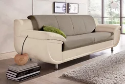 TRENDMANUFAKTUR 3-Sitzer Rondo III 207 cm, modern, bequem, Materialmix, Chromfüße, wahlweise mit Federkern, extrabreite Armlehnen zum Relaxen – Produktbild 1 von 1