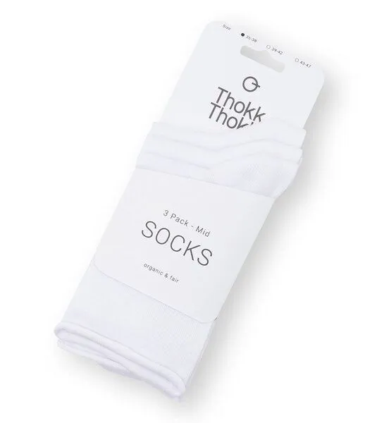 THOKKTHOKK ThokkThokk Mid-rise Relax Socken 3er Pack, Weiss, – Produktbild 3 von 4