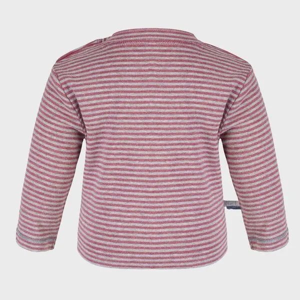 OrganicEra Baby Langarm T-shirt, gestreift 'OrganicEra' aus Bio Baumwolle, Bordeaux melange (rot), – Produktbild 2 von 3