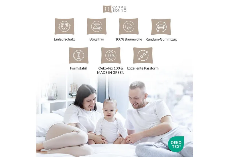 Carpe Sonno Spannbettlaken Jersey 90x200 100x200 120x200 140x200 160x200 180x200 200x200 70x140, Jersey, Gummizug: rundum, (1 Stück), 100% Baumwolle Spannbettlaken 90x200 Spannbetttuch Rosa, Rosa, – Produktbild 4 von 5