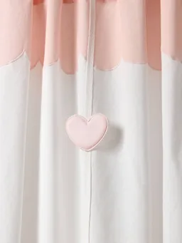 Vertbaudet Voile-Vorhang MEIN HERZ mit Tunnelzug und Girlande lichtdurchlässig Kinderzimmer hell – Produktbild 1 von 1
