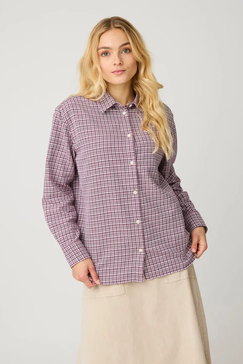 KnowledgeCotton Apparel KnowledgeCotton Apparel Damen vegan Hemd Relaxed Check Rosa Kariert, Rosa, – Produktbild 2 von 2