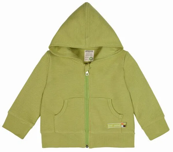loud + proud loud + proud Babys & Kinder Kapuzenjacke Rippenstruktur, GOTS-zertifiziert, Avocado(grün), – Produktbild 1 von 2