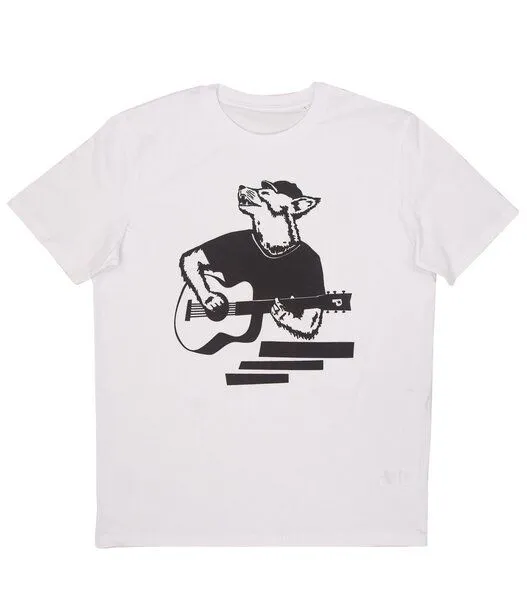 päfjes Frank Fuchs mit Gitarre - päfjes Bio Fair Wear Männer/Unisex T-Shirt, Weiss, – Produktbild 1 von 3