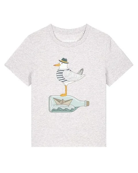 watapparel watapparel T-Shirt Frauen Möwe mit Hut, Cool heather grey, – Produktbild 1 von 2