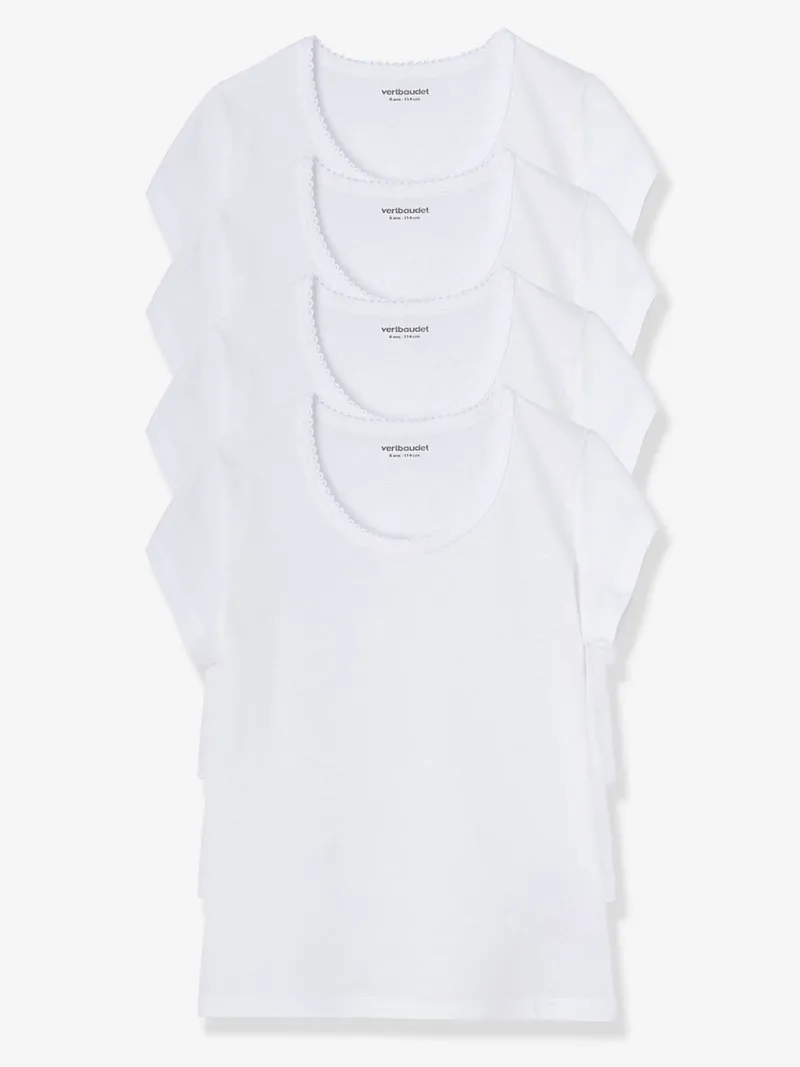 Vertbaudet 4er-Pack Mädchen T-Shirts BASIC, Weiß, – Produktbild 2 von 2