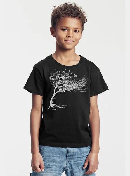 Peaces.bio - handbedruckte Biomode Peaces.bio - handbedruckte Biomode Bio-Kinder T-Shirt Windy Tree, Schwarz, – Produktbild 3 von 3