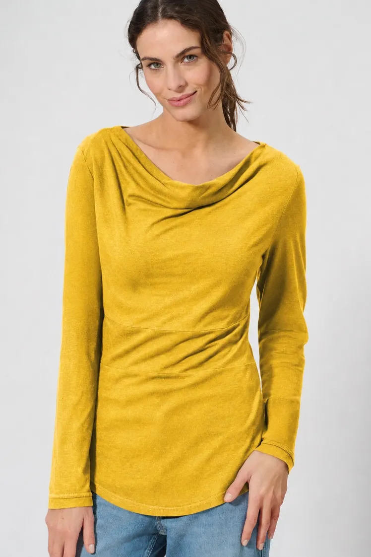 HempAge Hempage Damen vegan Langarm Top In Currygelb, Gelb, – Produktbild 2 von 2