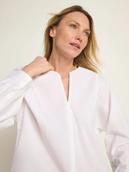 LANIUS LANIUS Bluse mit Kräuseln (GOTS) aus Bio-Baumwolle, White, – Produktbild 4 von 5