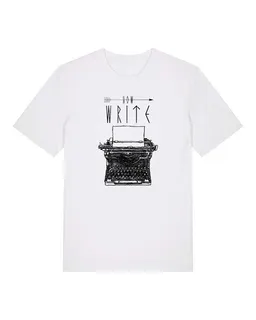 ilovemixtapes ilovemixtapes T-Shirt mit Schreibmaschine „Now write“ – 100 % Bio-Baumwolle, handbedruckt – Produktbild 1 von 1
