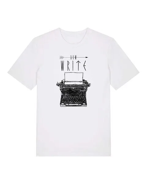 ilovemixtapes ilovemixtapes T-Shirt mit Schreibmaschine „Now write“ – 100 % Bio-Baumwolle, handbedruckt, White (weiß), – Produktbild 1 von 3