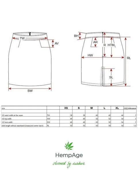 HempAge HempAge Bleistiftrock Hanf/Biobaumwolle, Peat (grün), – Produktbild 3 von 4