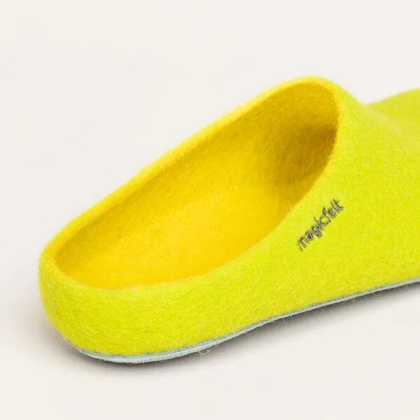 Magicfelt Magicfelt Filz-Hausschuh AP 701 aus 100% Merino-Wolle Pantoffeln für Damen & Herren mit Ledersohle, Limone, – Produktbild 3 von 4