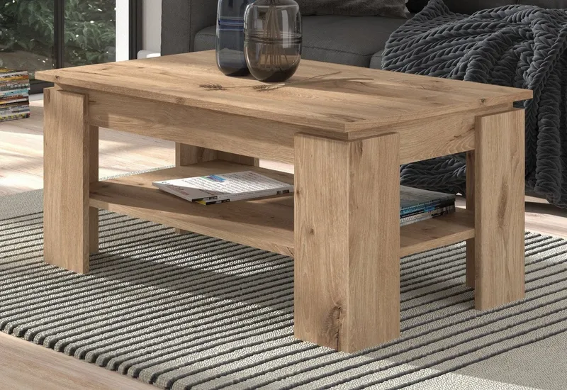Inn.Furn Couchtisch Selen (Wohnzimmertisch in 4 Farben, 100 x 60 cm), mit großem Ablageboden, Beige, – Produktbild 2 von 5