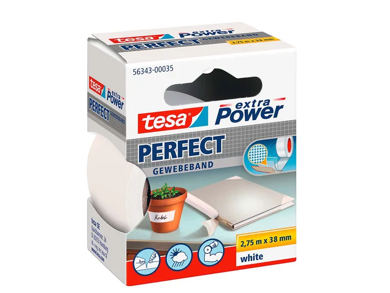 Tesa Tesa Gewebeband 2,75m x 38mm weiß – Produktbild 2 von 4