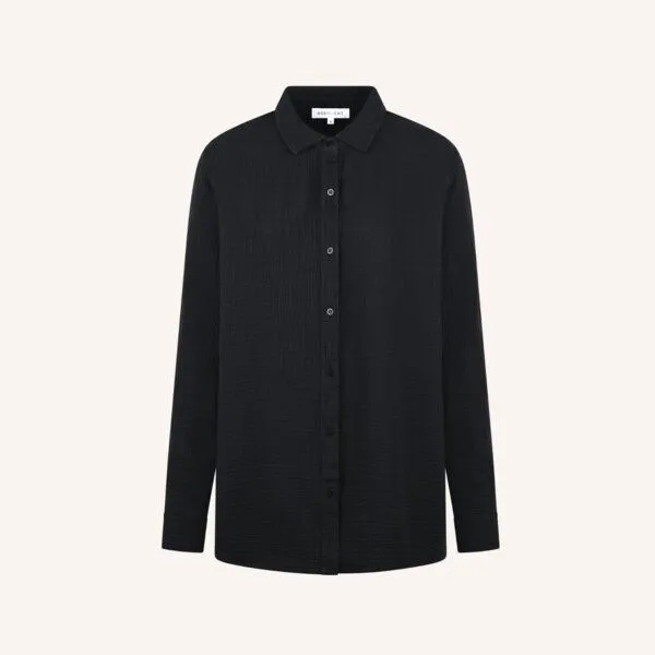 NORDLICHT NORDLICHT Damen Musselin Bluse aus 100% Bio-Baumwolle FENJA, Schwarz, – Produktbild 2 von 4