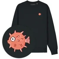LIGARTI Bestickter Pullover – Kurt der Kugelfisch – LIGARTI Tiermanufaktur, Schwarz, – Produktbild 1 von 1