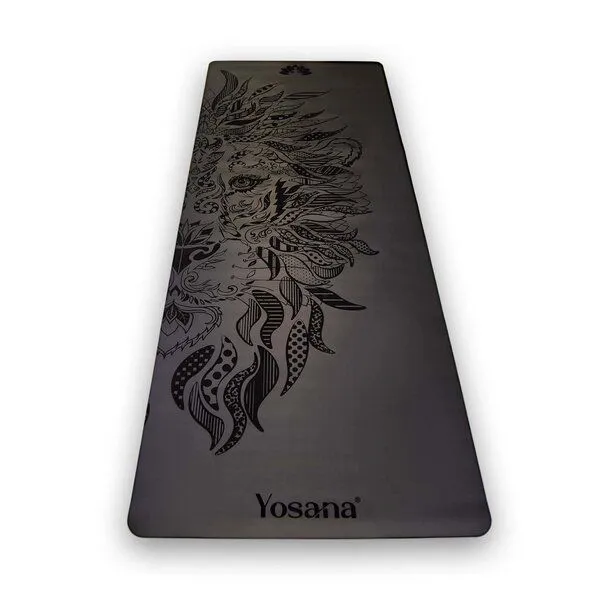 Yosana Yosana Yogamatte Ultra Grip inkl. Baumwolltragegurt, Schwarz löwe, – Produktbild 1 von 4