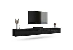 Planetmöbel TV-Schrank West TV-Board, Fernsehtisch 280 cm lang, TV-Lowboard (für Fernseher bis 65 Zoll, TV Schrank viel Stauraum, 2-St., sideboard hängend, Fernsehschrank 2x 140 x 30 x 37,5 cm) schwarz – Produktbild 1 von 1