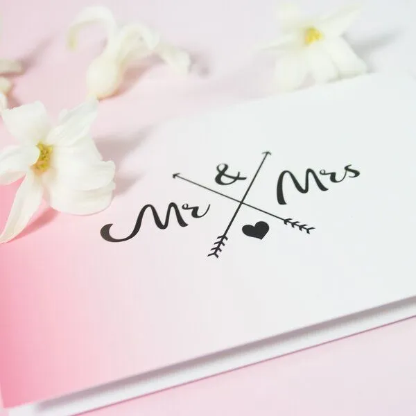 Bow & Hummingbird Bow & Hummingbird Mini-Grußkarte Mr & Mrs – Produktbild 2 von 2