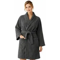 Bruno Barella Bruno Barella Damenbademantel aus Ägäis-Biobaumwolle in Anthrazit, Sand, Navy – sanft, flauschig & elegant, Anthrazit, – Produktbild 1 von 1