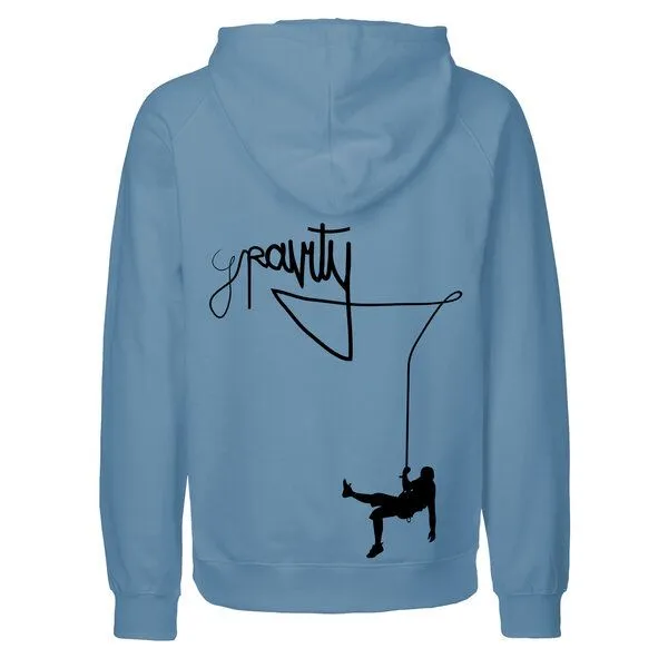HANDGEDRUCKT HANDGEDRUCKT "Gravity" Männer Hoody aus reiner Biobaumwolle (kbA), Indigoblau, – Produktbild 1 von 3