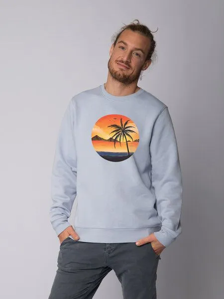 watapparel watapparel Sweatshirt Unisex Sunset on palm beach, Serene blue, – Produktbild 2 von 4
