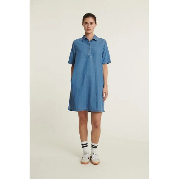 Basic Apparel Basic Apparel Bine Polo Kleid aus Tencel und Bio-Baumwolle, Blau (light-blue-denim), – Produktbild 1 von 3
