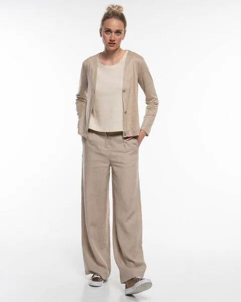 Alma & Lovis Alma & Lovis Trendige Marlenehose aus reinem Leinen | Leinen Marlene, Humus (natur), – Produktbild 2 von 4