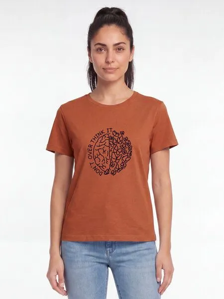 watapparel watapparel T-Shirt Frauen Don't overthink it, Heritage brown, – Produktbild 3 von 4