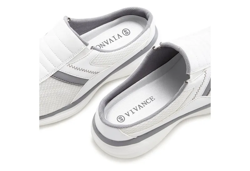 Vivance by Lascana Slip-On-Sneaker, Sneaker, Freizeitschuh, Halbschuh, Sabot zum Reinschlüpfen Unisex VEGAN, Grau|weiß, – Produktbild 5 von 5