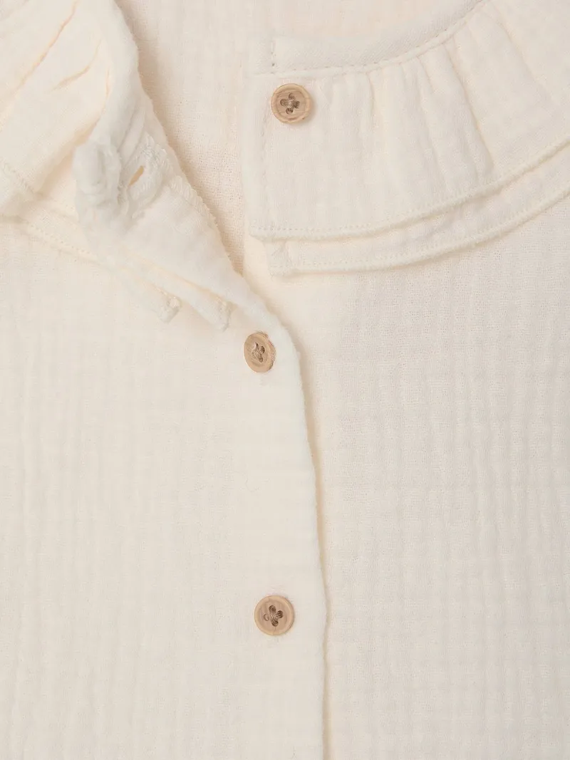 Vertbaudet Baby Bluse aus Musselin mit Doppelkragen, Wollweiß, – Produktbild 2 von 3