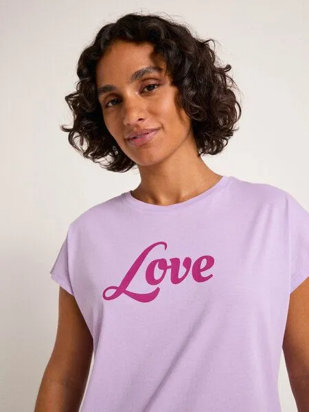 LANIUS LANIUS Statement Shirt "Love" aus Bio-Baumwolle, Purple rose, – Produktbild 3 von 4