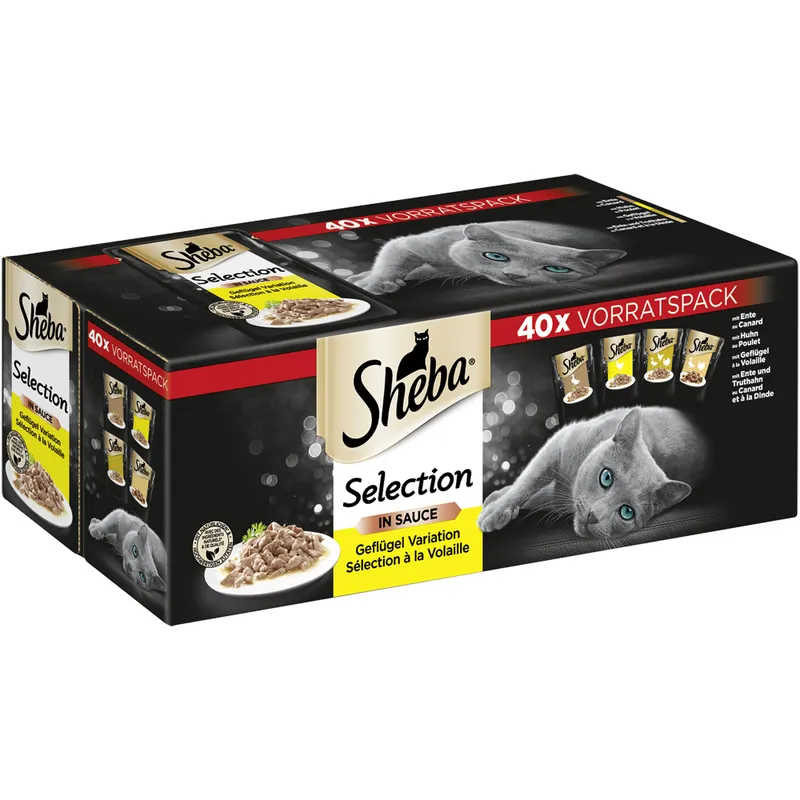 Sheba Sheba Selection Multipack Portionsbeutel Geflügel Variation 4 Varietäten in Sauce 40x85g – Produktbild 1 von 1