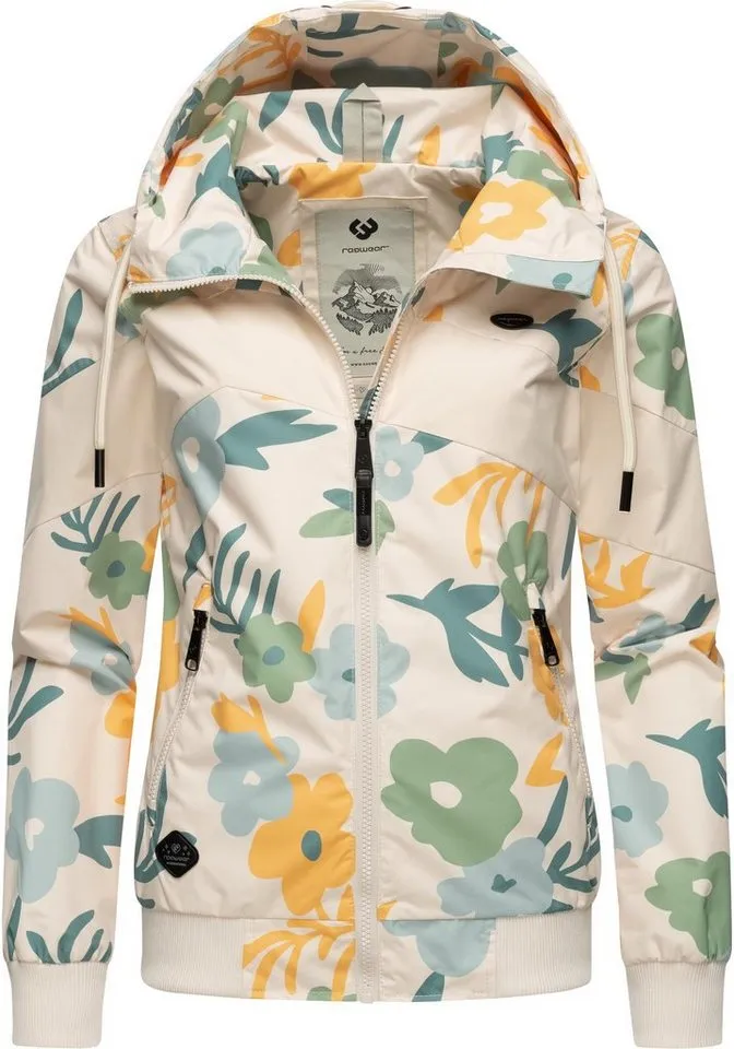 ragwear ragwear Outdoorjacke Nuggie Block Flower modische Damen Freizeitjacke mit floralem Print, Beige|braun, – Produktbild 5 von 5