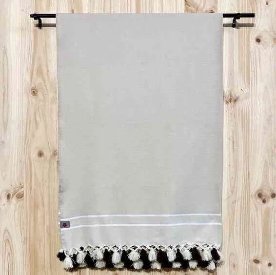 Cotonway Cotonway Hamamtuch / Strandtuch Maxi Chevron Pompon, Sand, – Produktbild 2 von 2