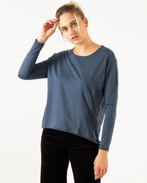Alma & Lovis Alma & Lovis Oversized Langarmshirt aus Bio-Baumwolle | Loose Shirt, Blau, – Produktbild 1 von 4
