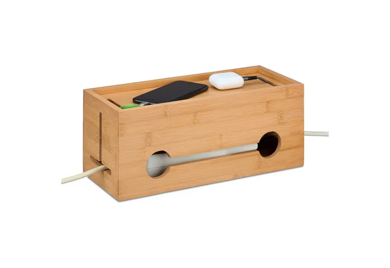 RELAXDAYS RELAXDAYS Kabelbox aus Bambus, (1-tlg), Braun, – Produktbild 1 von 8